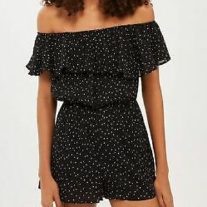 TOPSHOP B&W polka dot romper